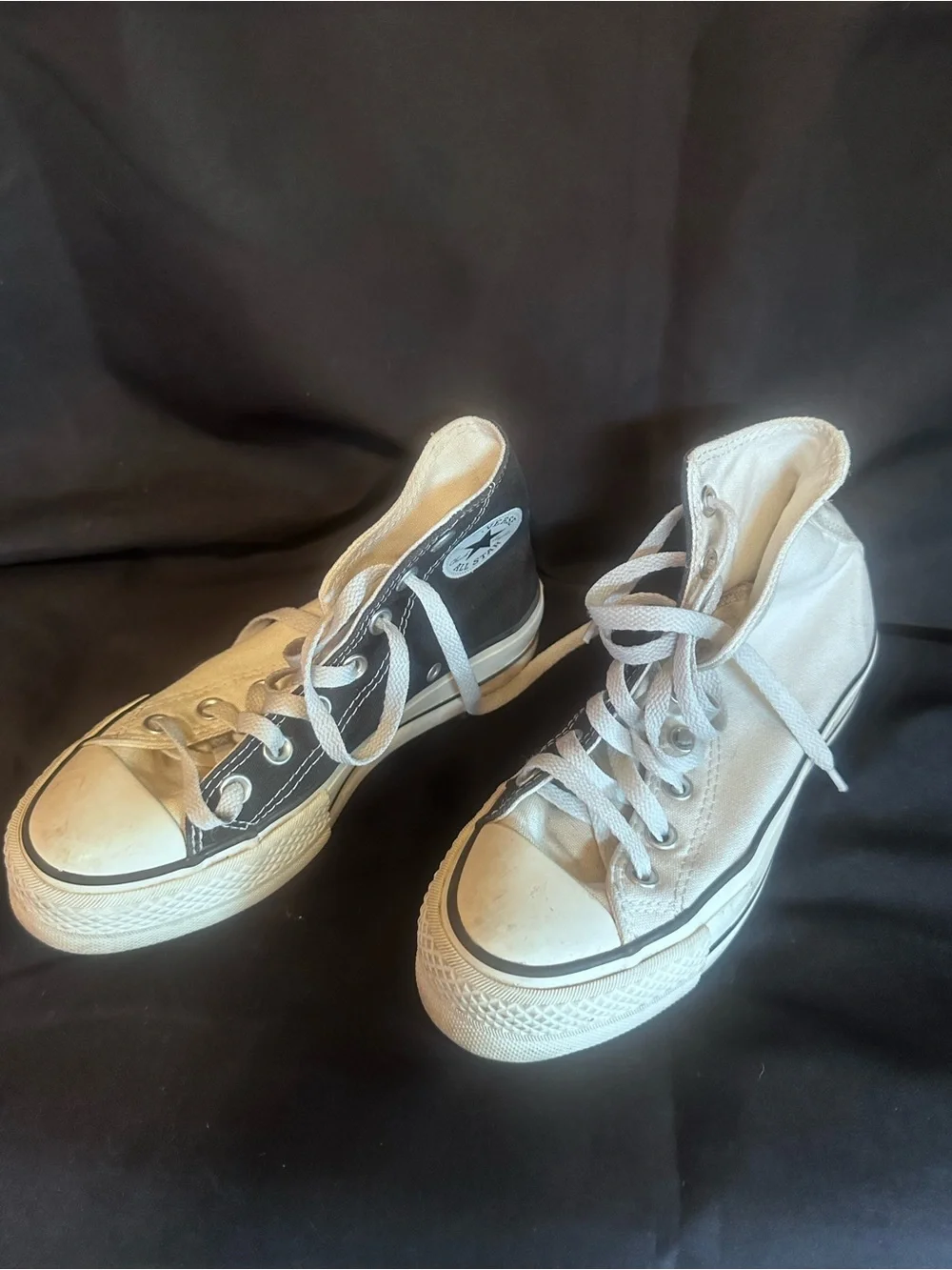 #S-1103 Converse Kids High Top Sneakers in Black and White